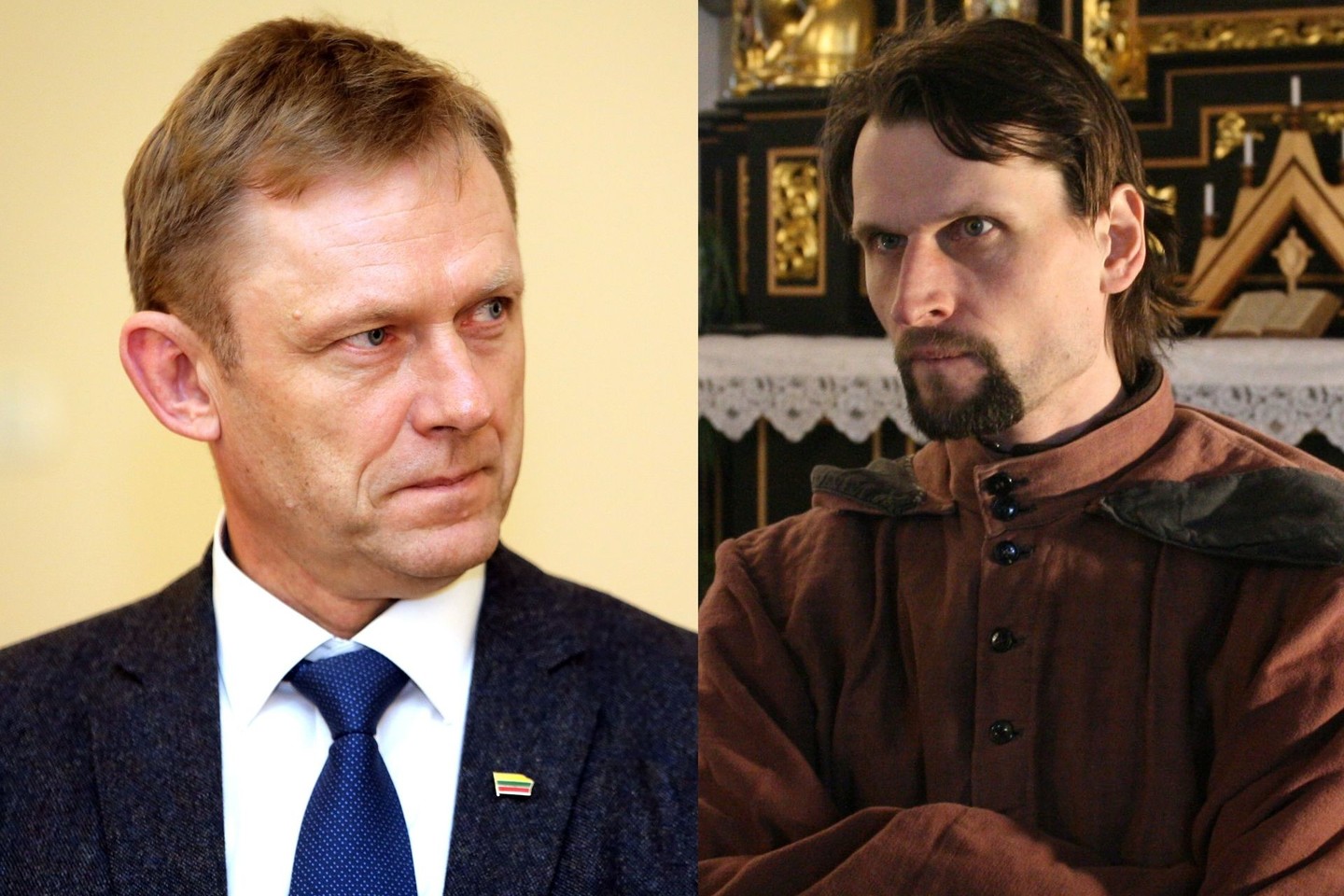 Kultūros ministras Š.Birutis (kairėje) ir aktorius H.Savickis pasikeitė atvirais laiškais.