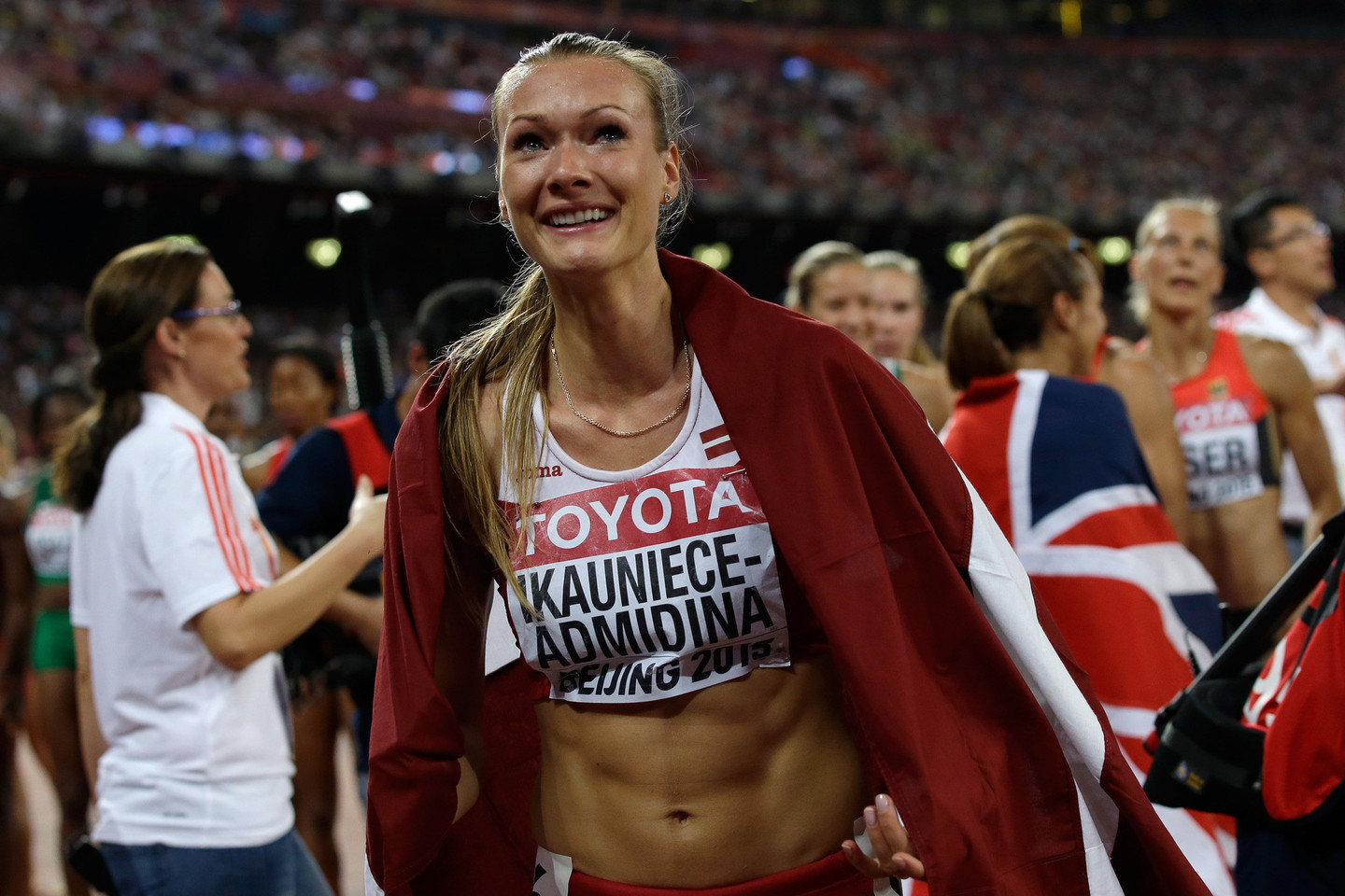 Latvė L.Ikauniece-Admidina laimėjo bronzą pasaulio lengvosios atletikos čempionato septinkovės varžybose.