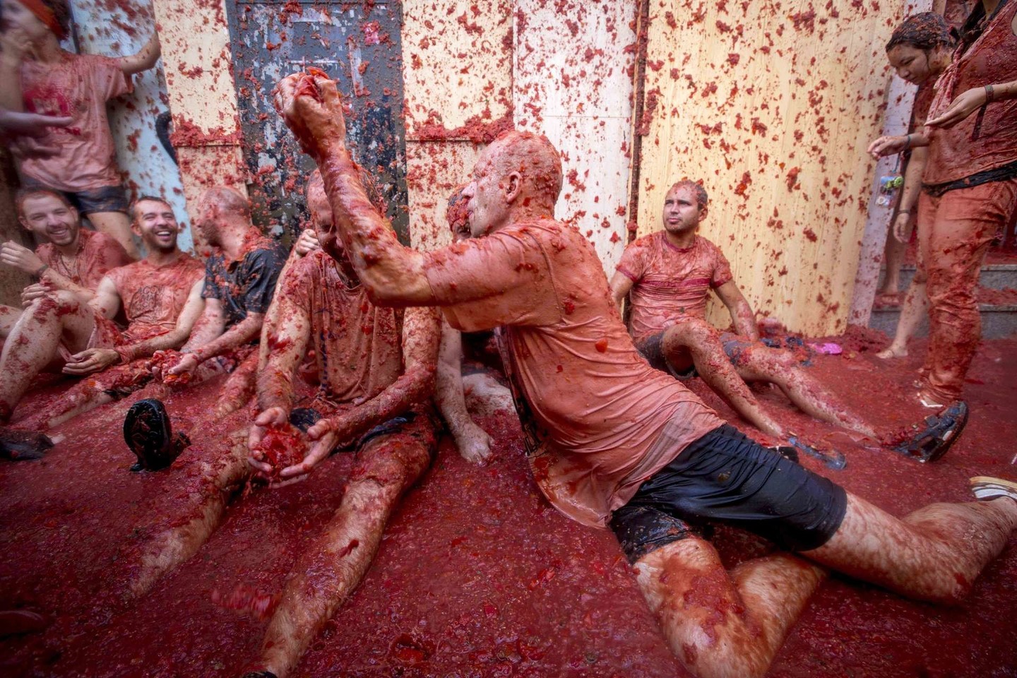 Šventei buvo atvežta apie 150 tonų pomidorų.<br>Reuters/Scanpix nuotr.