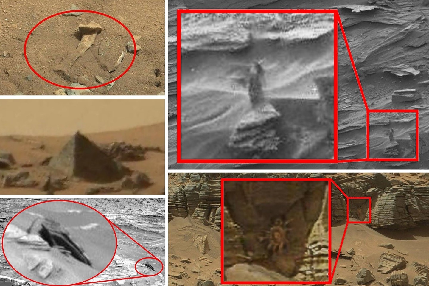 Ateivių medžiotojų įžvalgumui ir vaizduotei nėra ribų: nuotraukose iš Marso jie pastebi neįprasčiausių dalykų.<br>NASA nuotr.