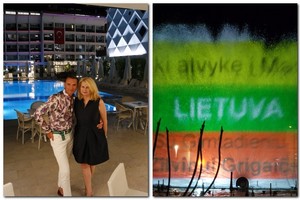 Staigmena Ž. Grigaičiui Turkijoje – sveikinimas vandens ekrane