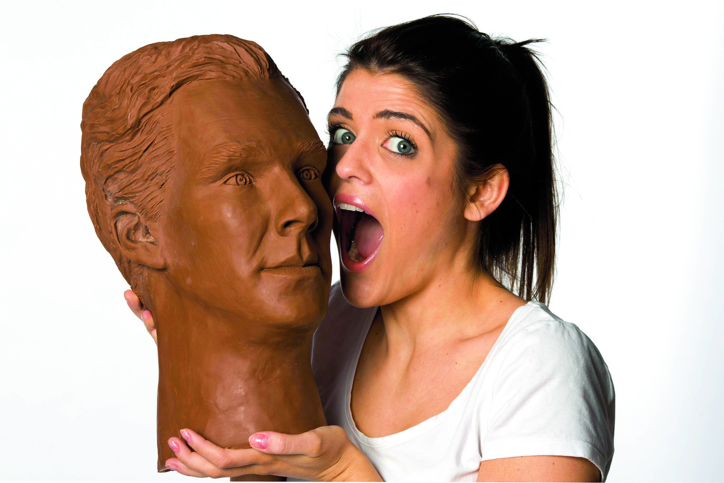 Viename Londono prekybos centrų pastatyta šokoladinė B.Cumberbatcho statula buvo suvalgyta.<br>„ViDA Press“ nuotr.