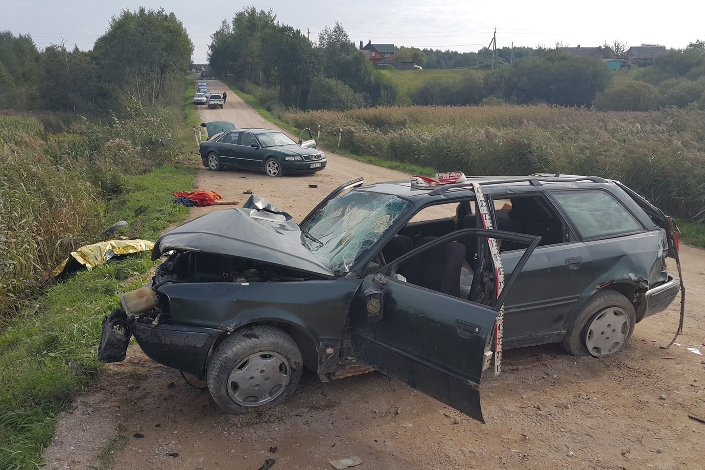 Mažiausiai du žmonės žuvo ir vienas buvo sužeistas trečiadienį Trakų rajone susidūrus dviem „Audi“ automobiliams.<br>lrytas.lt nuotr.