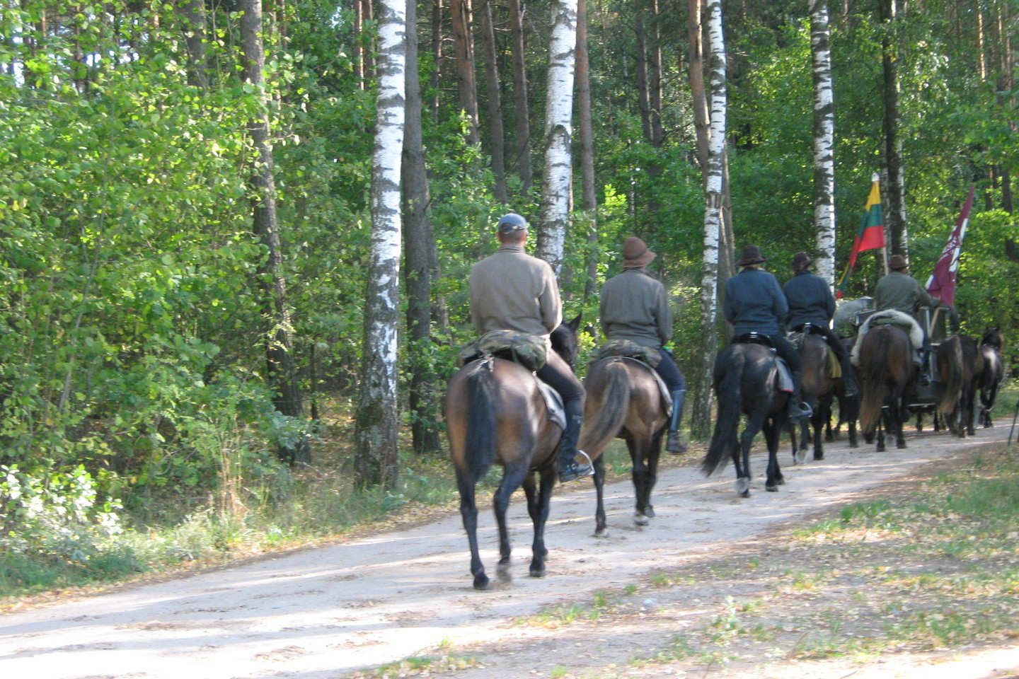Žygeiviai miško keliuku patraukė jotvingių ir prūsų sodybos link.<br>L.Juodzevičienės nuotr.
