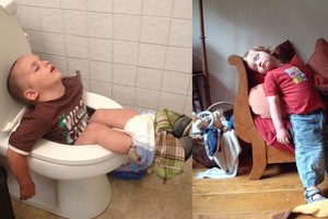 Užmigo, kur stovėjo: netikėčiausios vaikų miego pozos ir vietos