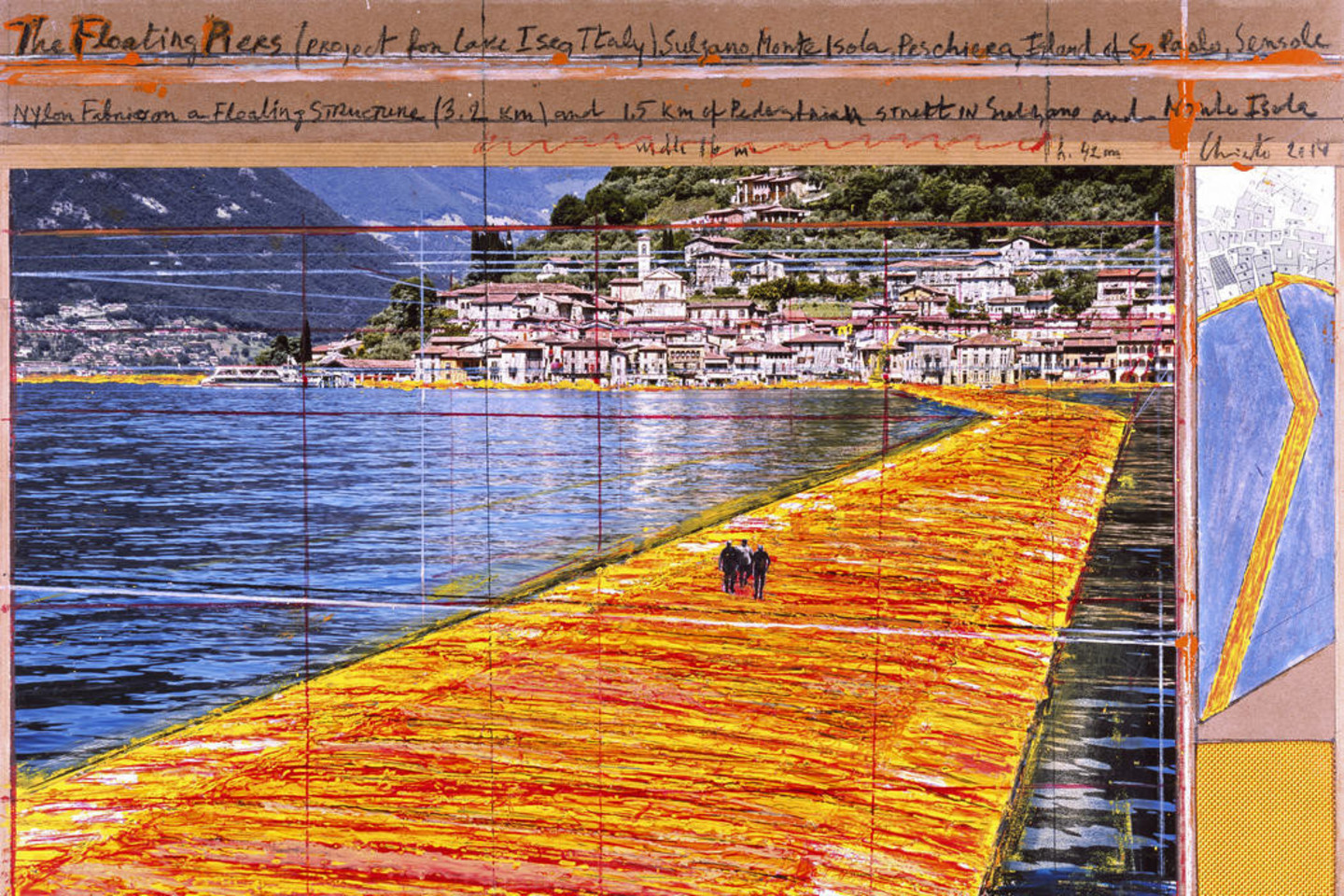 „Plaukiojančios prieplaukos“. Christo piešinys.<br>A.Grossmann/Christo (christojeanneclaude.net) nuotr.