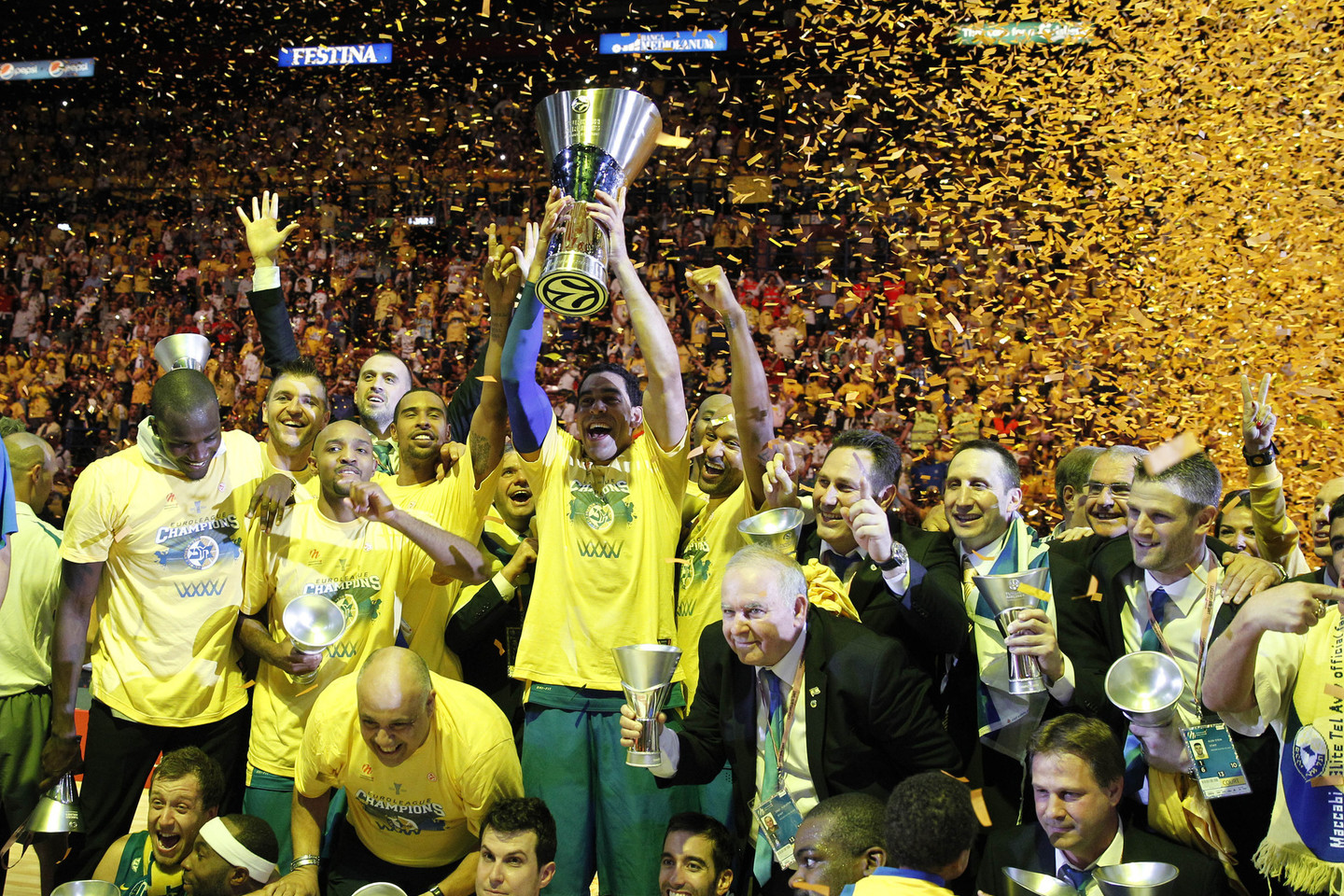 2014 m. Tel Avivo „Maccabi“ krepšininkai tapo Eurolygos čempionais.<br>AFP nuotr.