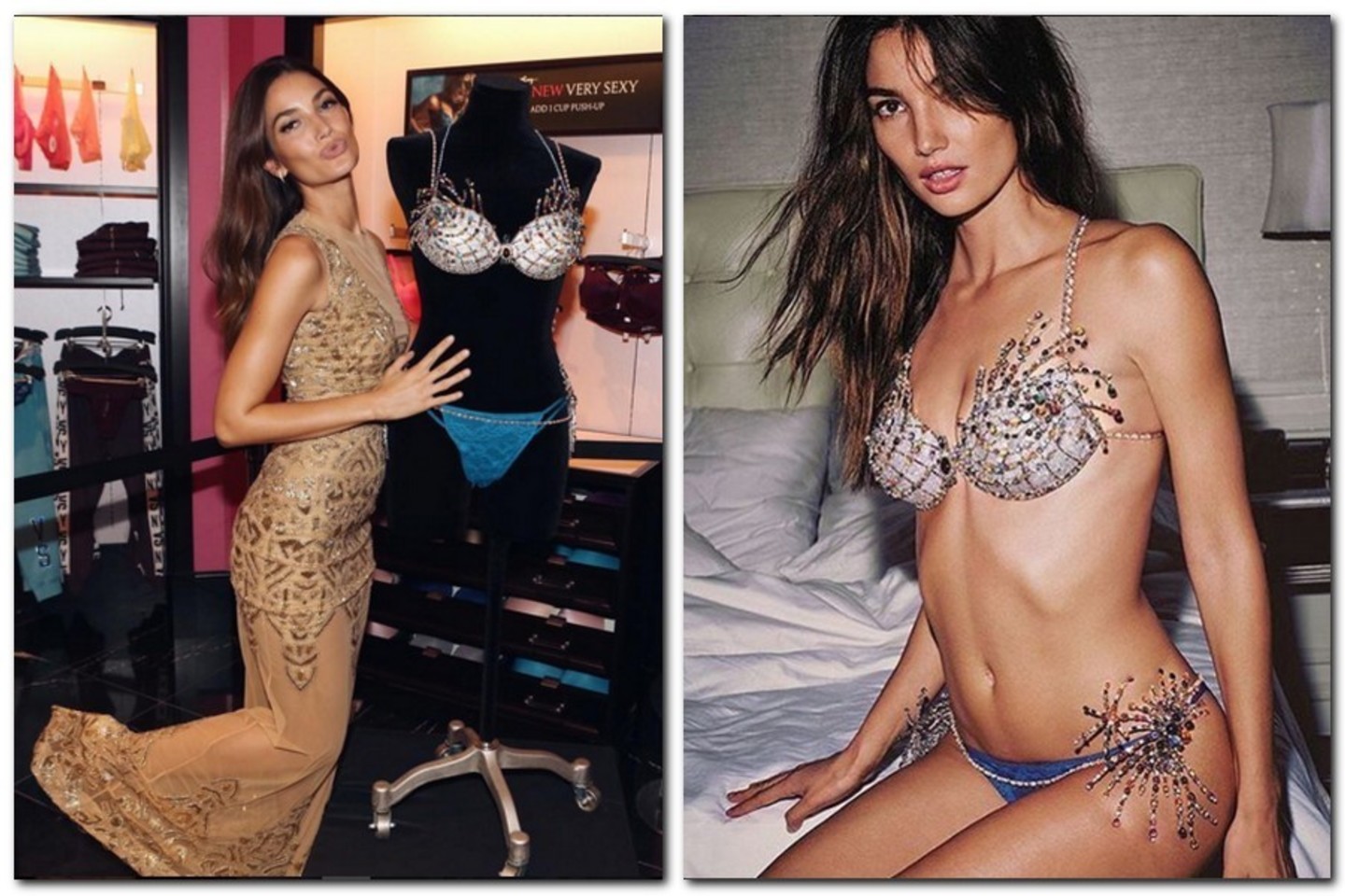 „Victoria's Secret“ mados šou Lily Aldridge demonstruos 2 mln. JAV dolerių vertės liemenėlę.