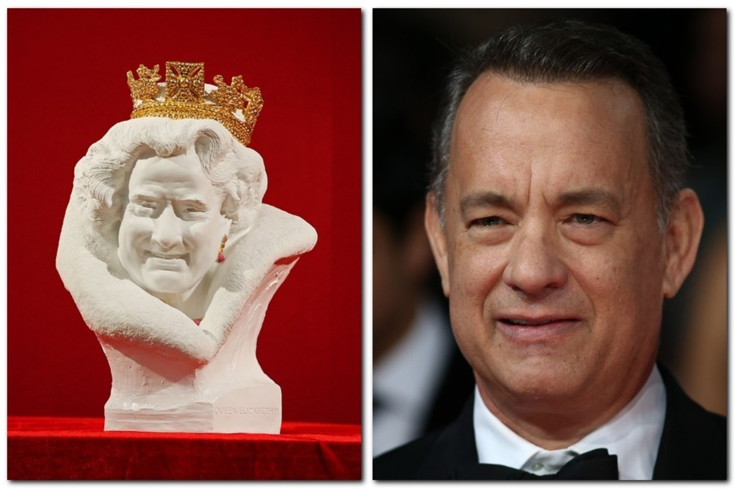 Biustas labiau primena Holivudo žvaigždę Tomą Hanksą nei karalienę Elizabeth II.<br>Scanpix ir ViDA Press nuotr.