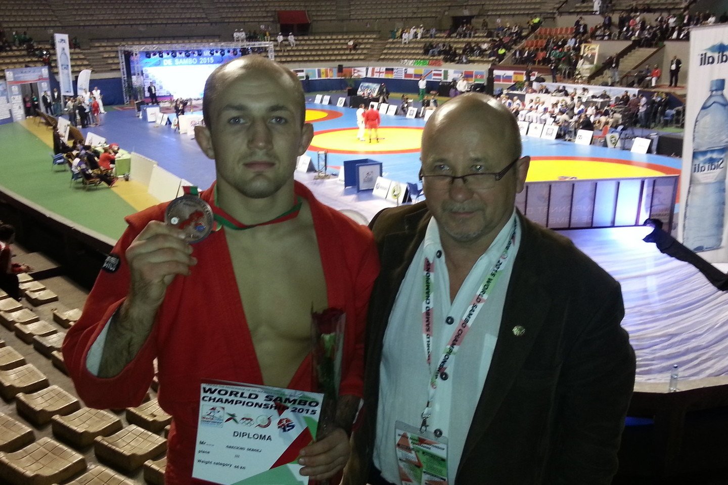 Bronzinis „čempionas“ Sergejus Grečicho ir treneris Eduardas Rudas.