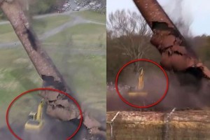 Netikėta vyro sėkmė: išgyveno užgriuvus milžiniškam kaminui