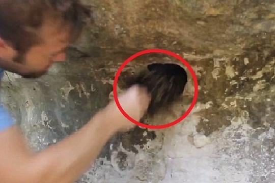 Ranką į skylę uoloje sukišęs vyras ištraukė šiurpų radinį