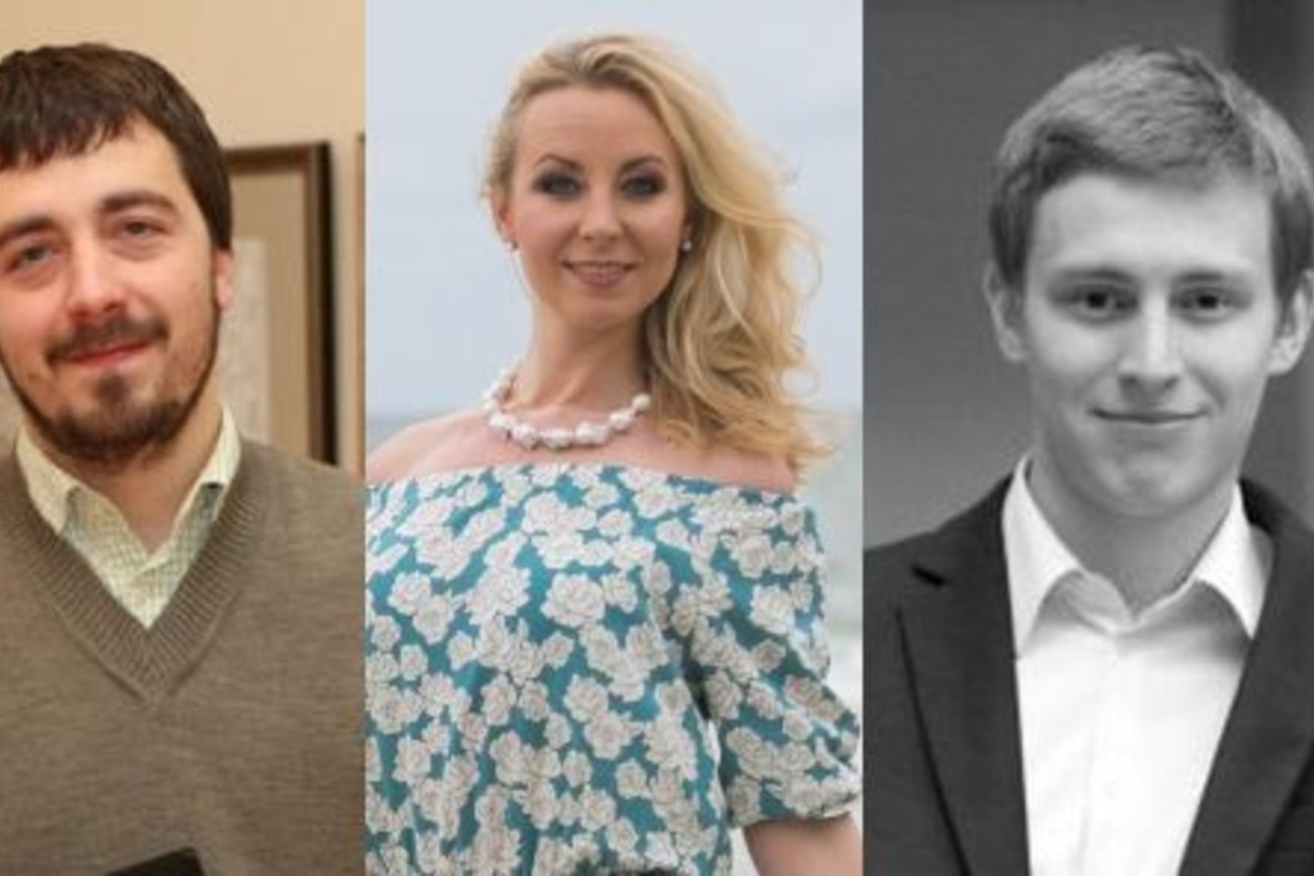 Tarp Kultūros ministerijos premijos laureatų (iš kairės) – rašytojas M.Nastaravičius, dainininkė J.Gringytė, pianistas R.Lozinskis.