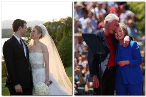 Billas Clintonas su žmona Hillary laukia anūko