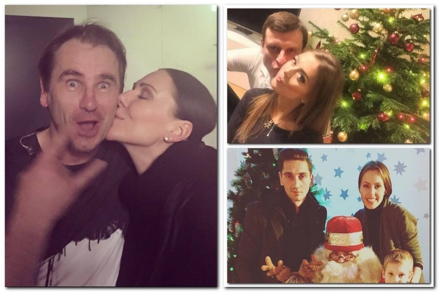 Marijonas Mikutavičius su Andželika Cholina (kairėje), Danielius Bunkus su mylimąja (viršuje) ir Deividas Česnauskis su šeima.
