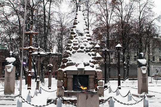 Kauno paminklai pasipuošę baltu sniego apdaru.<br>M.Patašiaus nuotr.