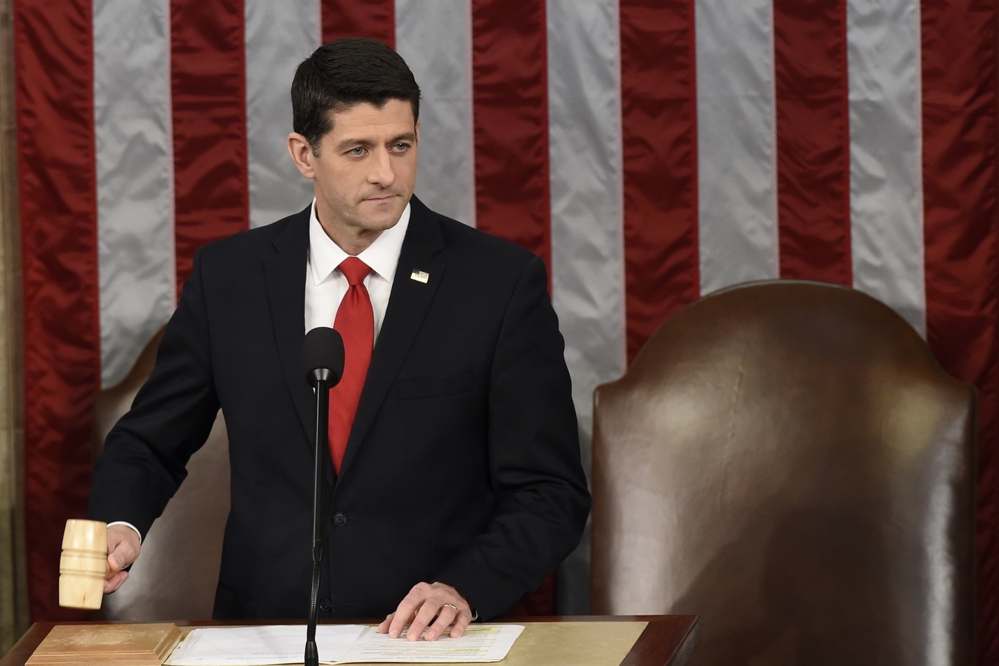 Nepatenkintas prezidento kalba buvo ir Kongreso vadovas P.Ryanas.<br>„AFP“/“Scanpix“ nuotr.