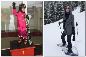 Kristinos Orbakaitės trimetė dukra jau mokosi slidinėti