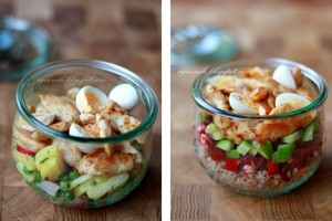 Lauknešėlis į darbą: vištienos salotos su grikiais arba bulvėmis