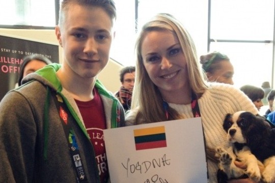 Su Vasario 16-ąja pasveikino garsioji amerikietė Lindsay Vonn