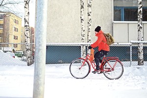 Dviračių mėgėjų Suomijoje sniegas nesustabdo