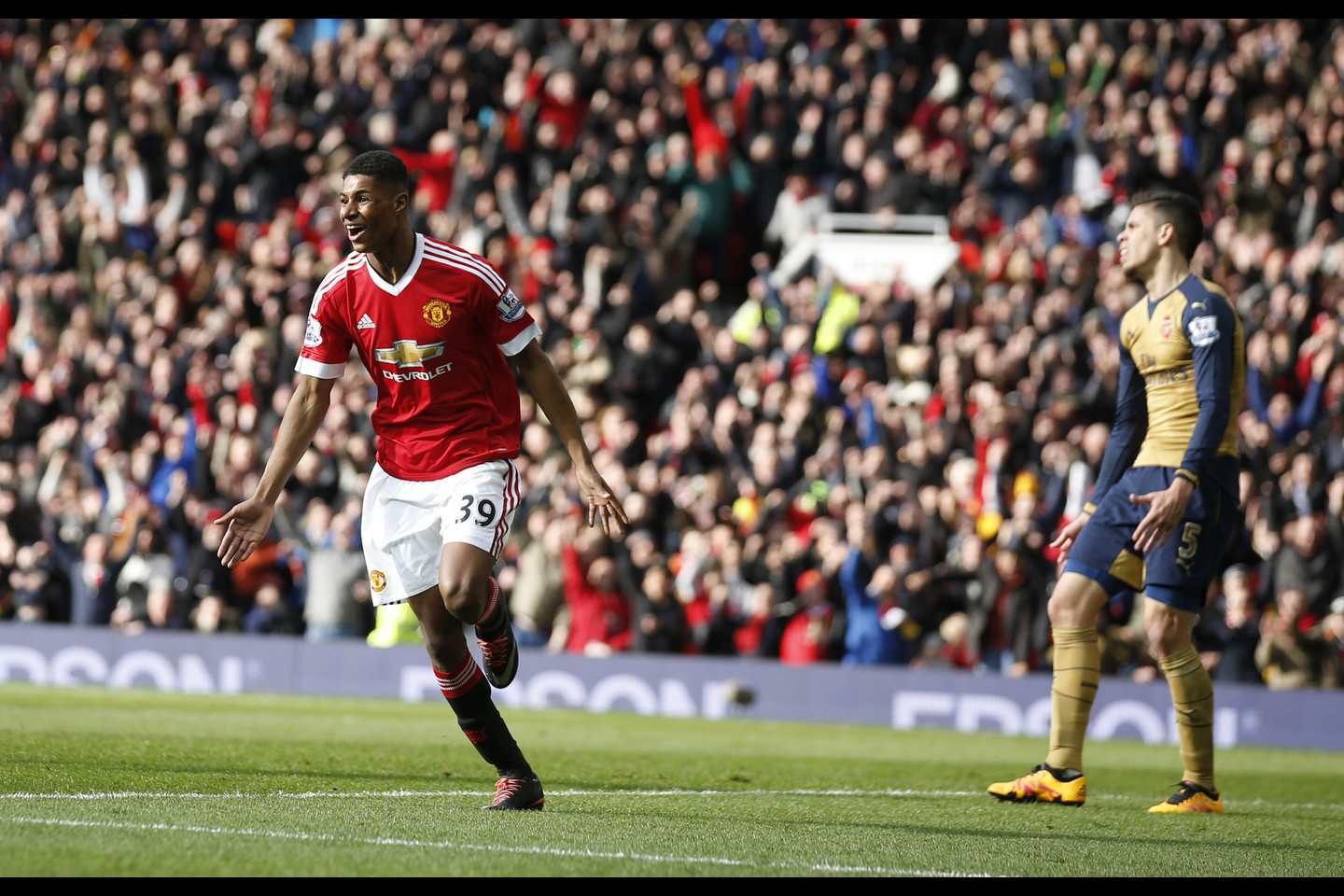 Marcusas Rashfordas per pirmąjį kėlinį įmušė du įvarčius.<br>AP nuotr.