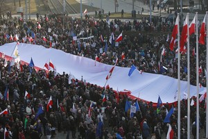 Gdanske tūkstančiai demonstrantų reiškė palaikymą L. Walesai