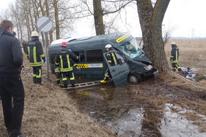 Prie Gargždų mikroautobusas trenkėsi į medį, sužeista 11 žmonių