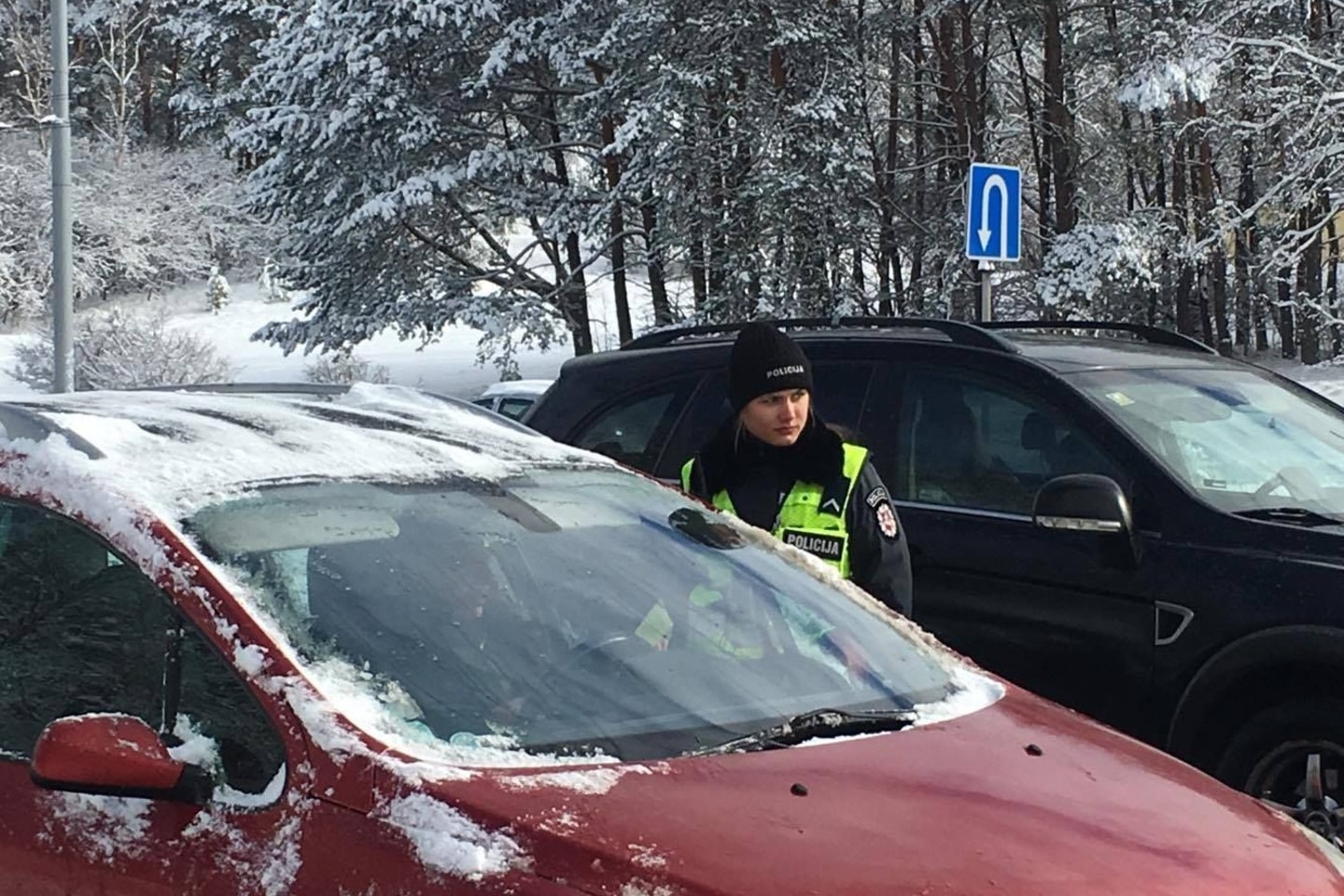 Vilniaus policijos pareigūnai vairuotojus tikrino Laisvės prospekte.<br>L.Bartkutės nuotr.