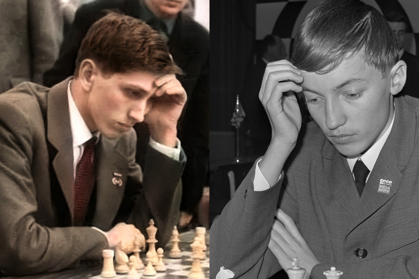 R.Fisheris (kairėje) pasaulio čempiono titulą atidavė A.Karpovui taip su juo ir nesužaidęs.<br>„Wikipedia“ nuotr.