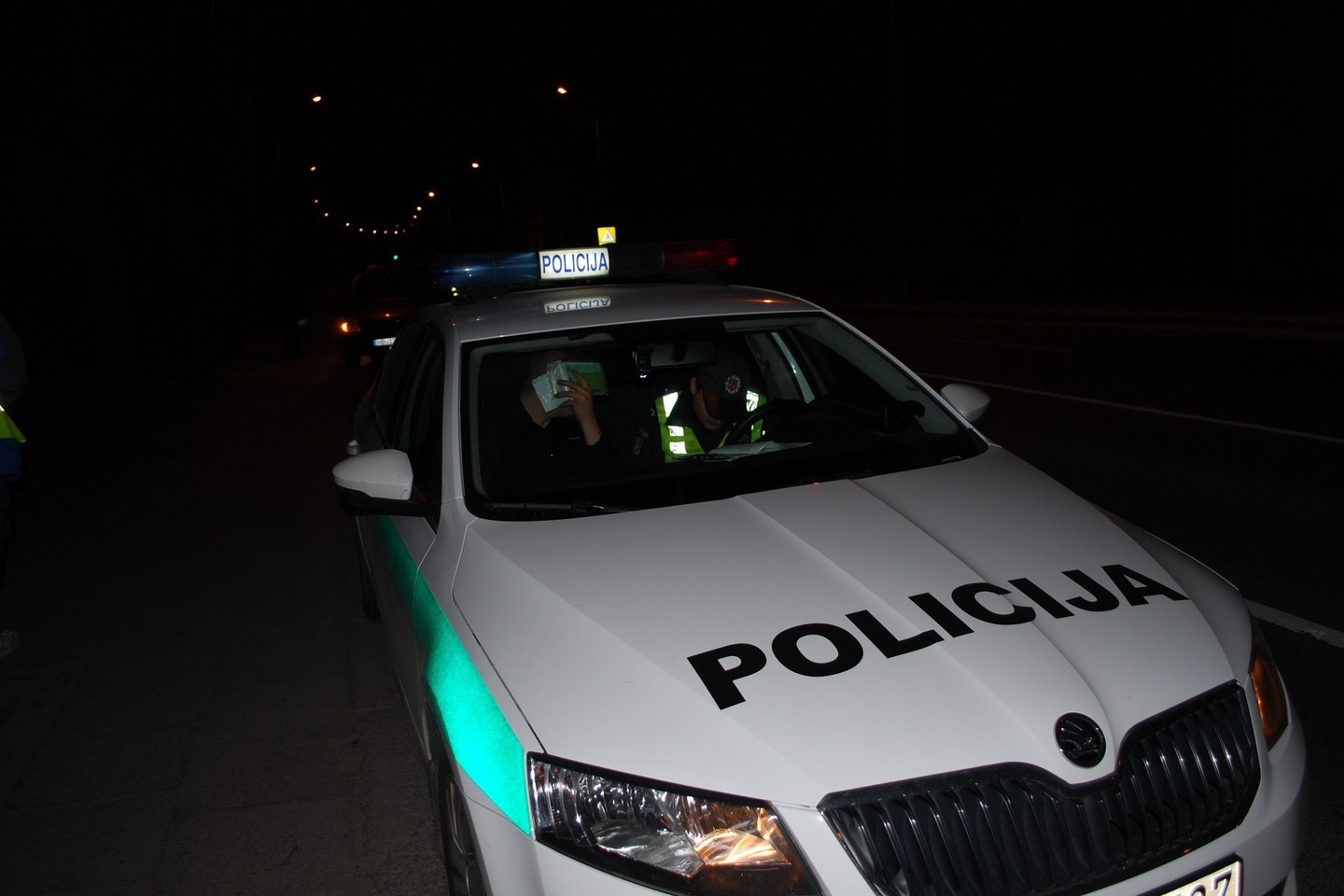 Penktadienio naktį sostinėje surengto reido metu įkliuvo girtas policijos pareigūnas.<br>Lrytas.lt nuotr.