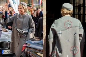 Nyderlandų karalienės Maximos paltas su svastika sukėlė skandalą