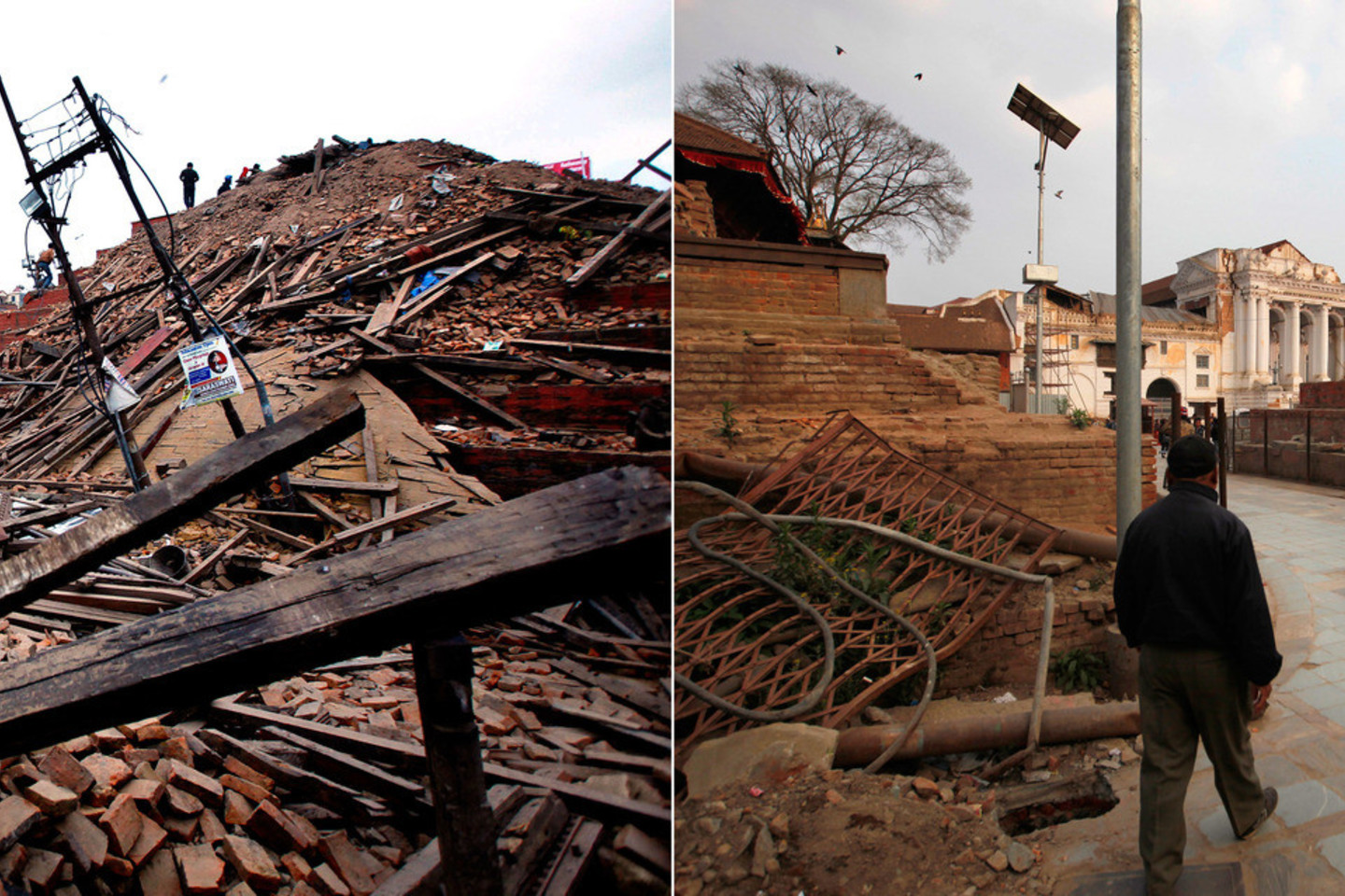 Per metus Nepalo žaizdos užsitraukė, bet žemės drebėjimo žymės dar matosi.<br>AP nuotr.