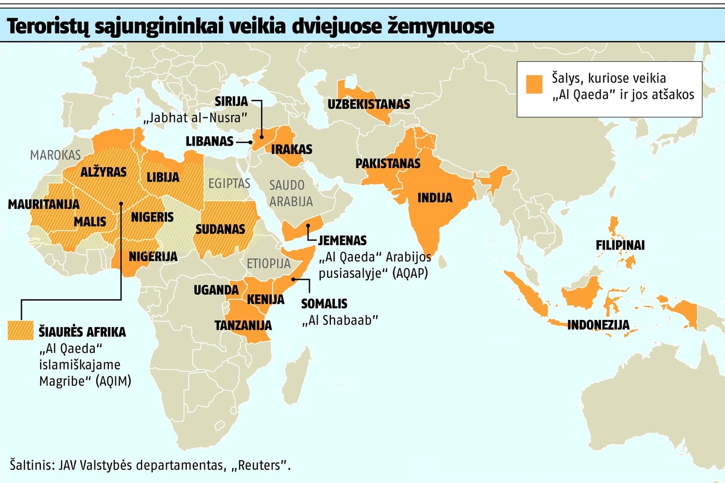 „Al Qaeda“ sąjungininkų galima rasti ir Azijoje, ir Afrikoje.<br>„Lietuvos rytas“