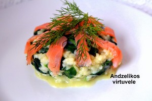 Nesigailėsite išbandę: rizotas su špinatais ir rūkyta lašiša