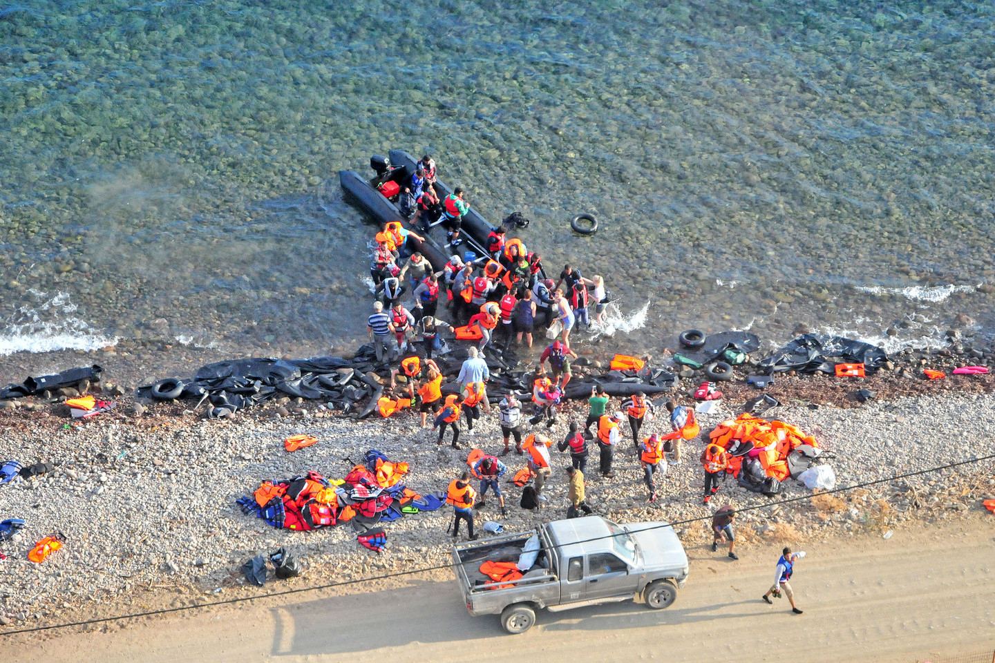 Lietuvos pasieniečiai pernai Lesbo saloje fiksavo rekordinius į ES plūstančių migrantų srautus.<br>A.Vaitkevičiaus nuotr.