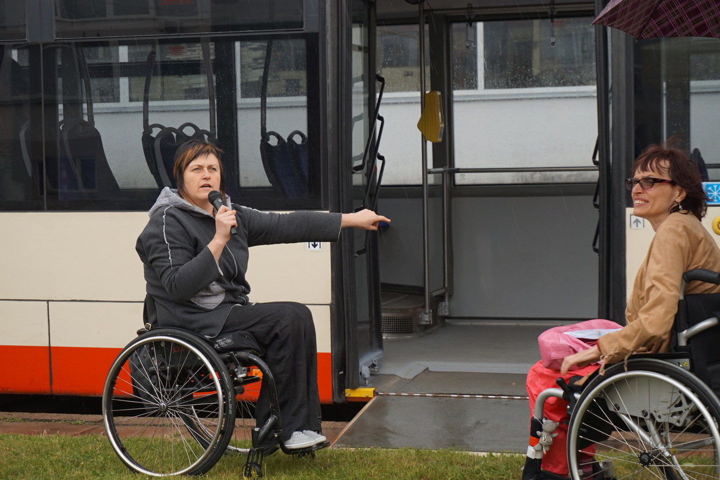 Savo problemas pademonstravo neįgaliųjų vežimėliuose sėdintys žmonės.<br>Aurelijos Babinskienės nuotr.