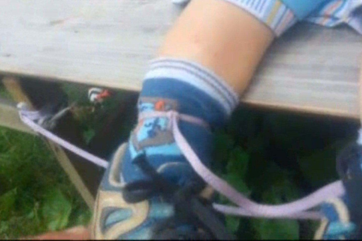 2-ejų ir 4-ių metų vaikai už kojyčių buvo pririšti prie kieme esančio suolo.<br>lrytas.lt nuotr.