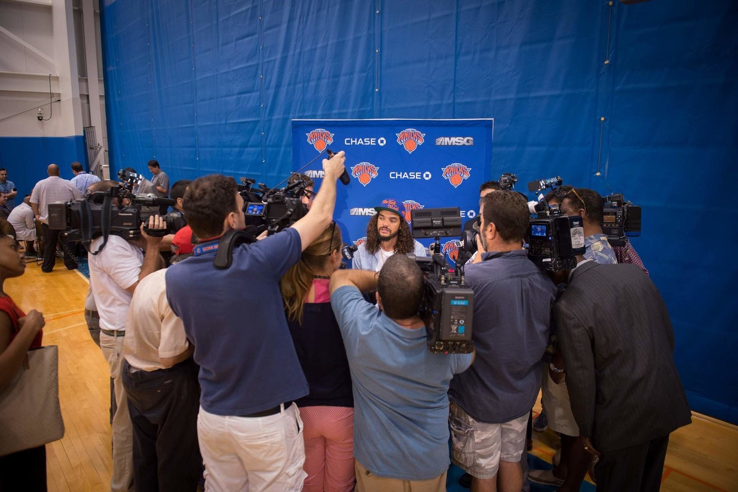 „Knicks“ naujokų pristatymo konferencija.<br>AFP/Scanpix nuotr.