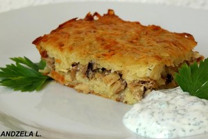 Gardiems pietums – bulvių ir cukinijų apkepas su grybų įdaru