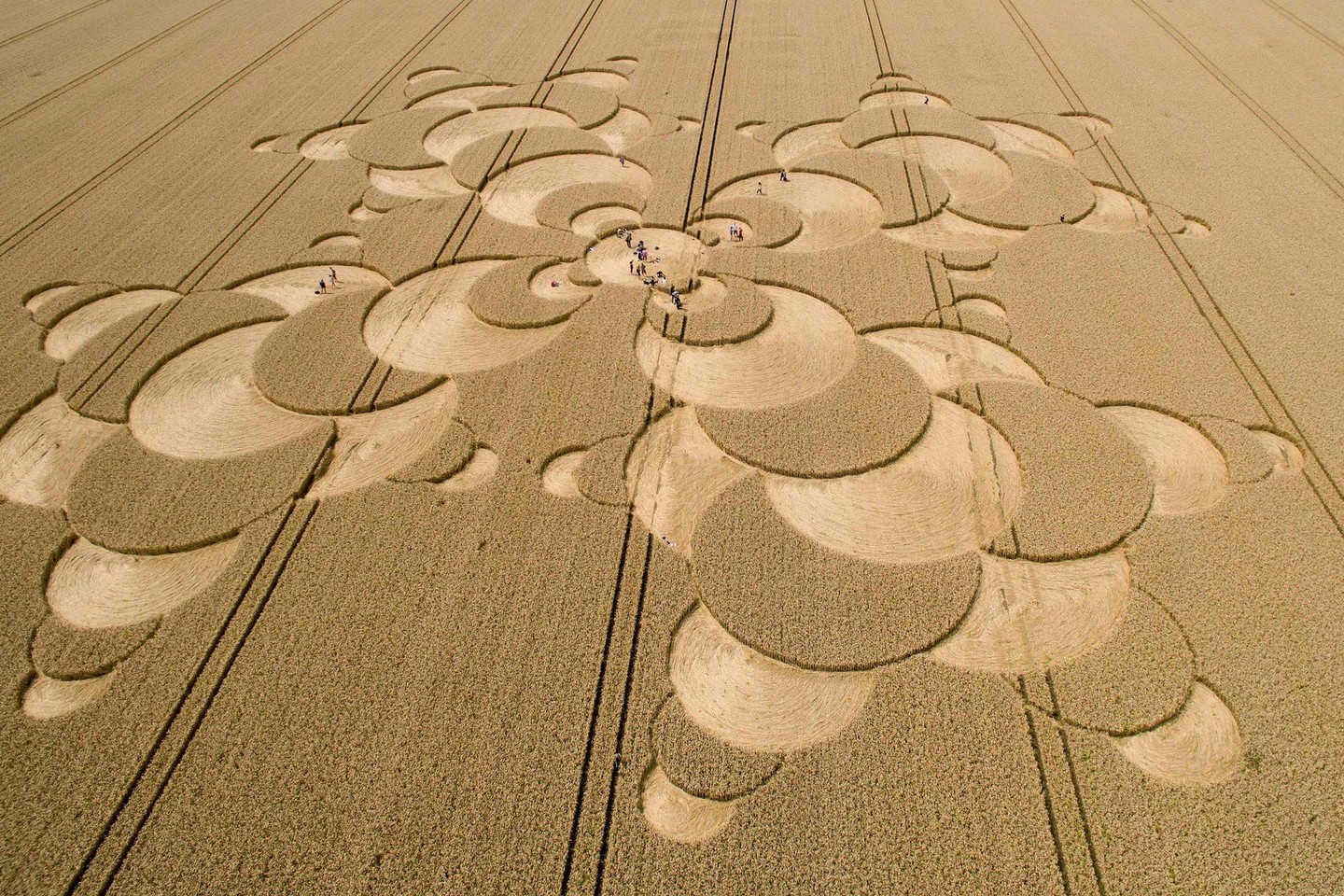Netoli Memendorfo javų lauke suformuoti paslaptingos gemetrinės figūros.<br>Scanpix/AFP nuotr.