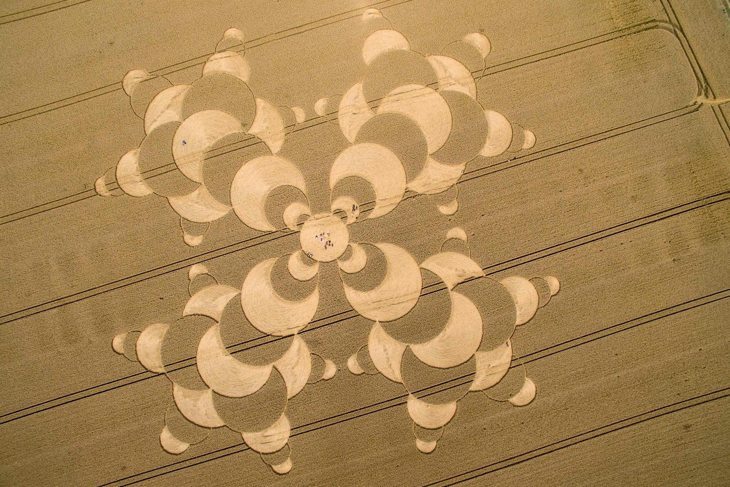 Netoli Memendorfo javų lauke suformuoti paslaptingos gemetrinės figūros.<br>Scanpix/AFP nuotr.