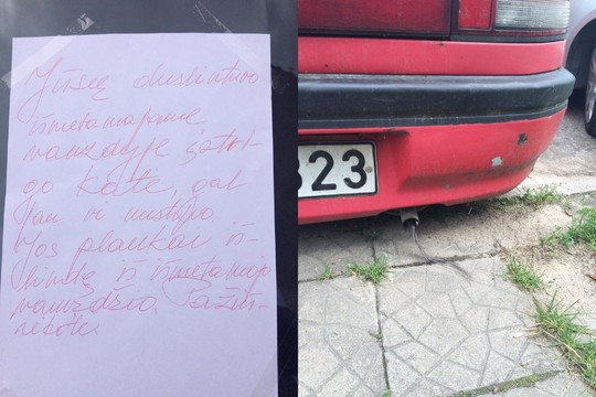Pamatęs kaimyno raštelį vairuotojas negalėjo sulaikyti juoko