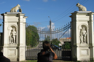 Plungės parke turistai aplink uosį laksto su telefonu rankoje