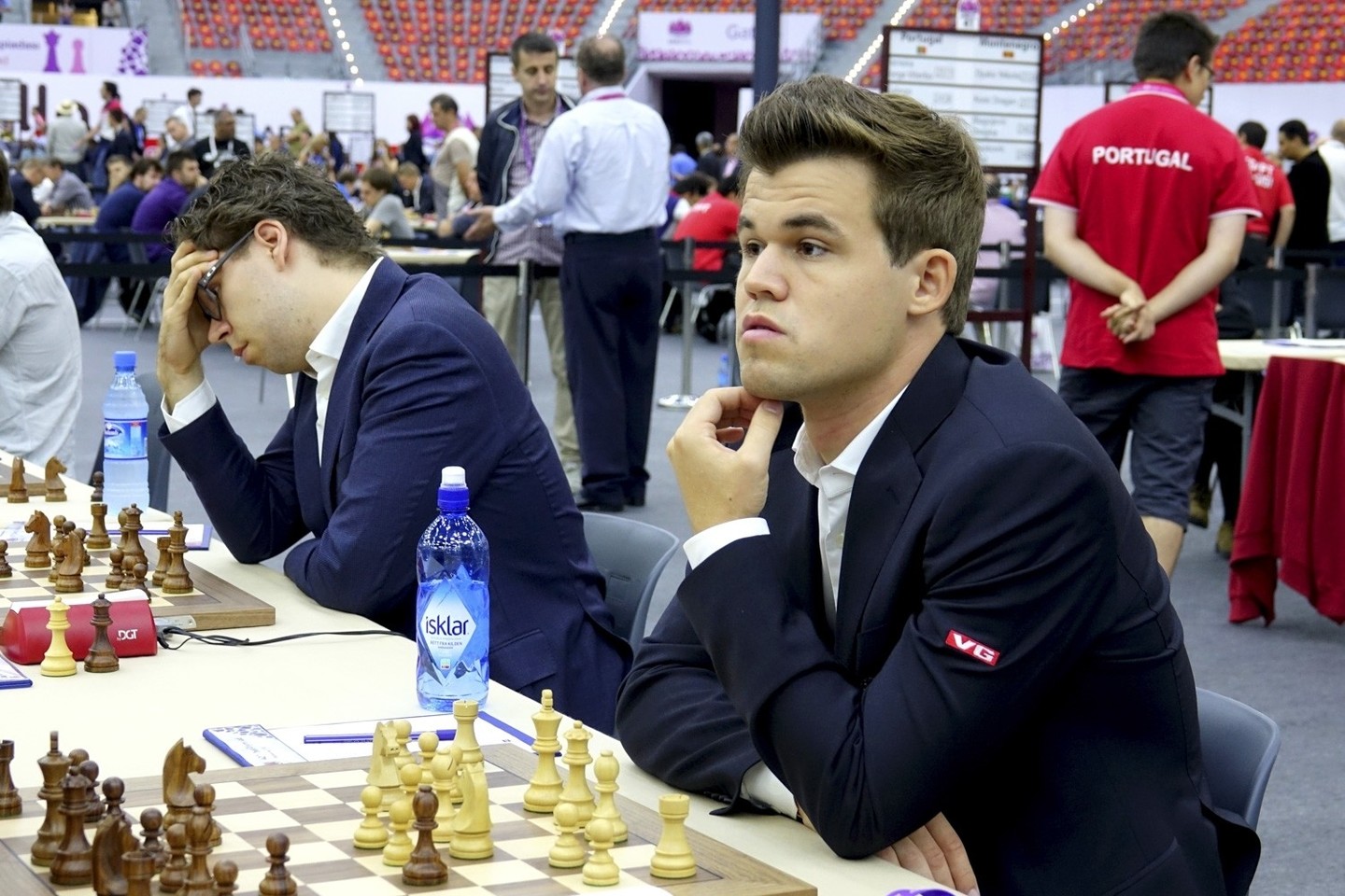 Olimpiados nepraleido ir ryškiausia pasaulio šachmatų žvaigždė norvegas Magnusas Carlsenas.<br>Paul Truong nuotr.