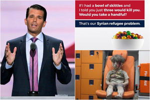 D. Trumpo sūnus neatsilieka: palygino Sirijos pabėgėlius su „Skittles“