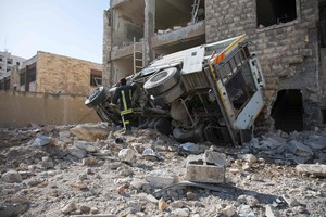 Sirijos armijai ruošiantis naujam puolimui, bombarduojamas Alepas