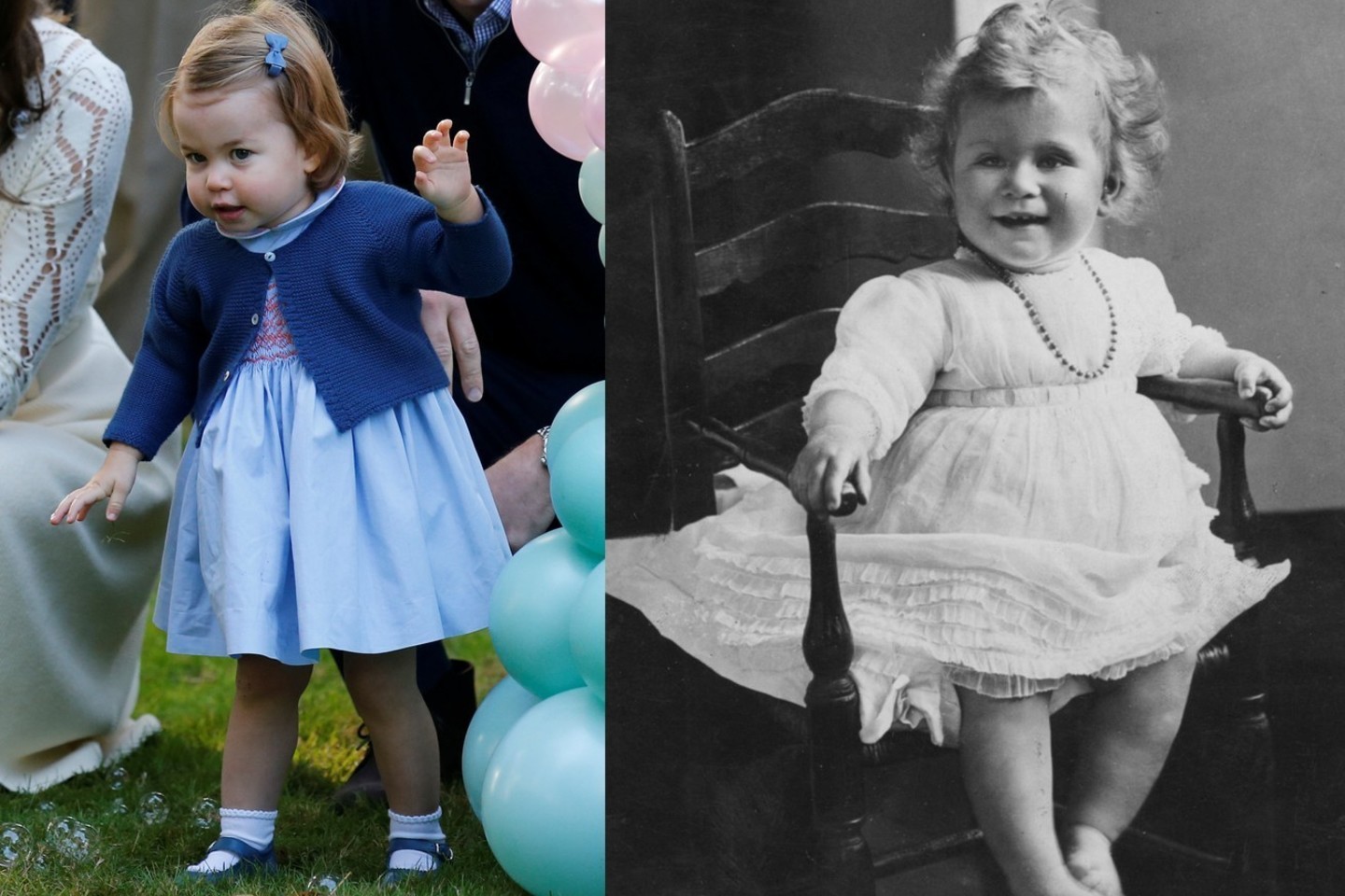 Britai stebisi princesės Charlotte ir karalienės Elizabeth II panašumu.<br>„Scanpix“ ir „ViDA Press“ nuotr.