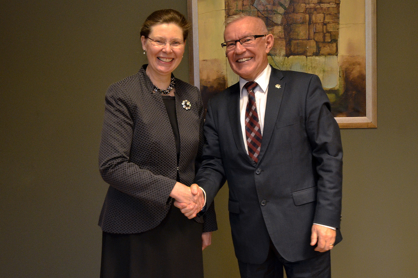 Naujoji Švedijos ambasadorė Lietuvoje Maria Christina Lundquist susitikime su užsienio reikalų viceministru Neriu Germanu.