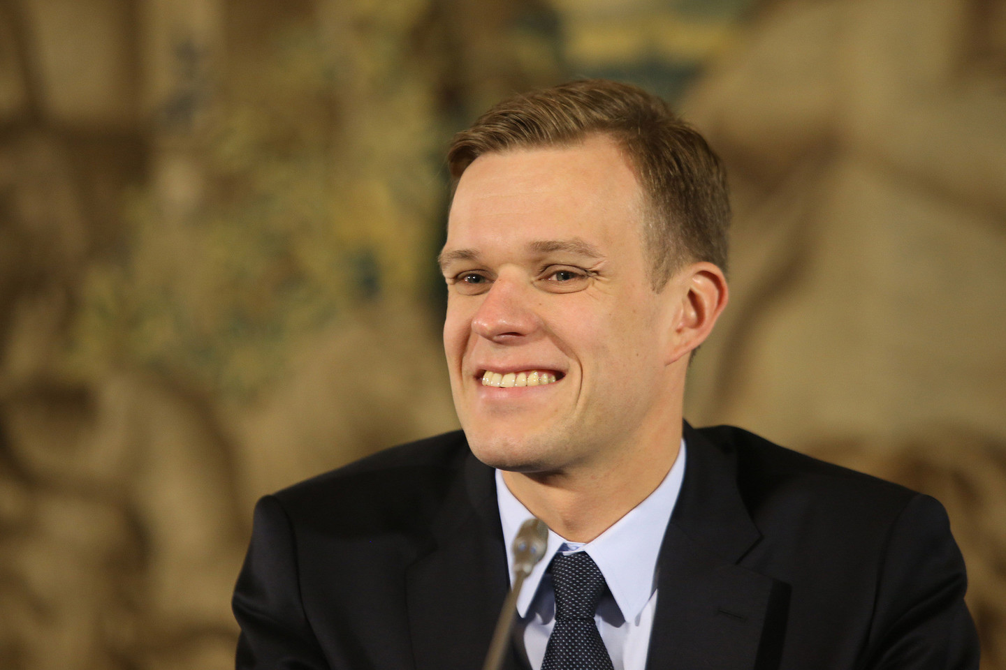 Spaudos konferencijoje kalba konservatorių lyderis Gabrielius Landsbergis